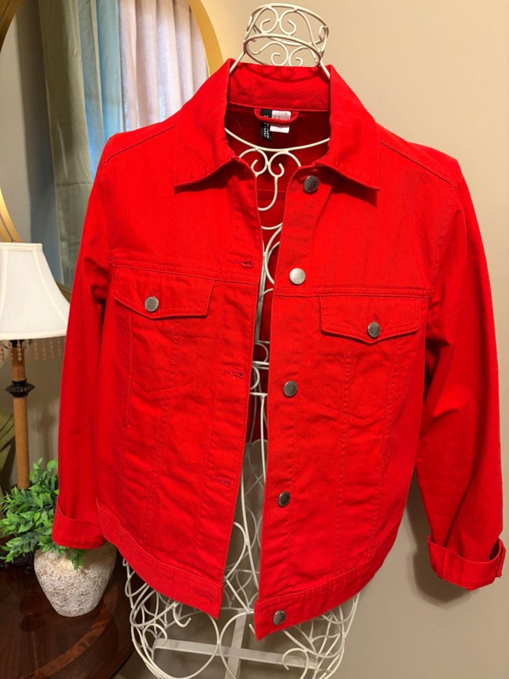 H&M Bright Red Denim Jacket